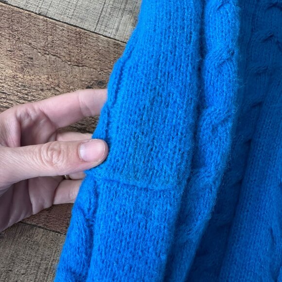 Cable Knit Midi Skirt In Bright Blue With Pocket Detail Size M Chartou - Picture 4 of 7